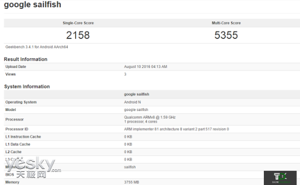 Nexus SailfishGeekbench:820Ƶ