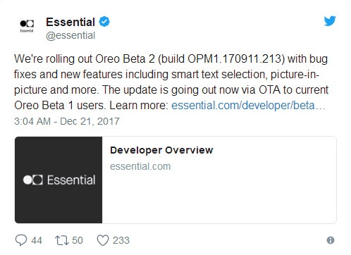 Essential Phoneյ׿Oreo Beta 2