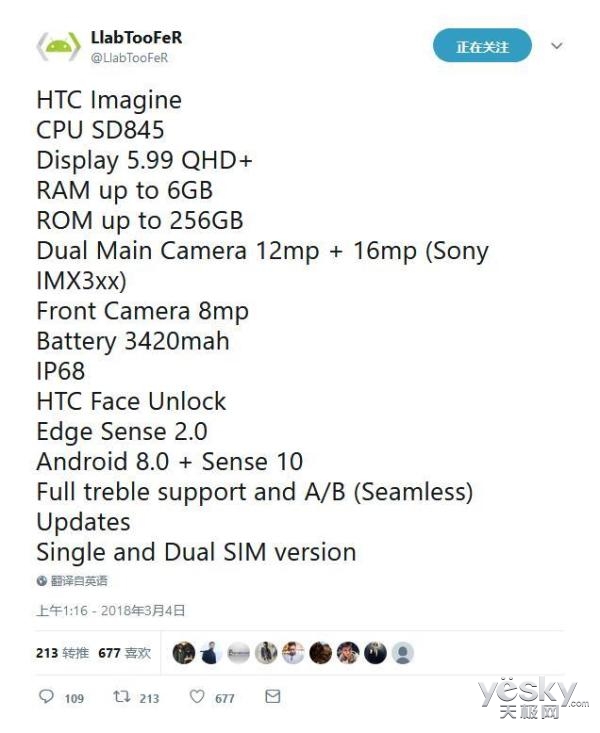 HTCսԳɹˣ콢U12+5· 6GB˴