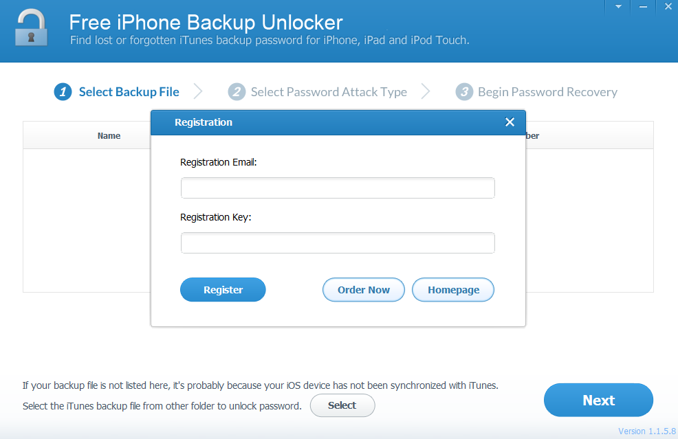 Free iPhone Backup Unlockerͼ2