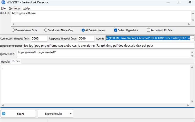 Vovsoft Broken Link Detectorͼ2